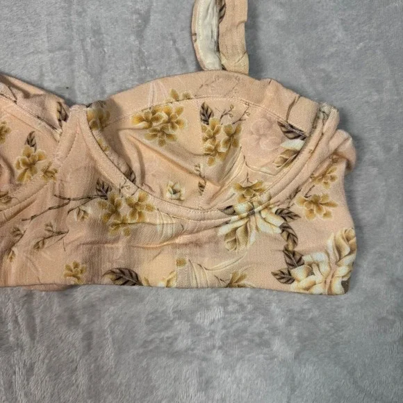 NWT Agua Bendita Floral Bustier Tank Top Women's Large L Peach Beige Floral - Picture 4 of 9